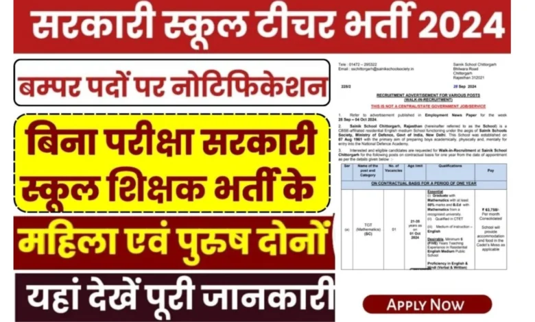 Govt School Teacher Vacancy